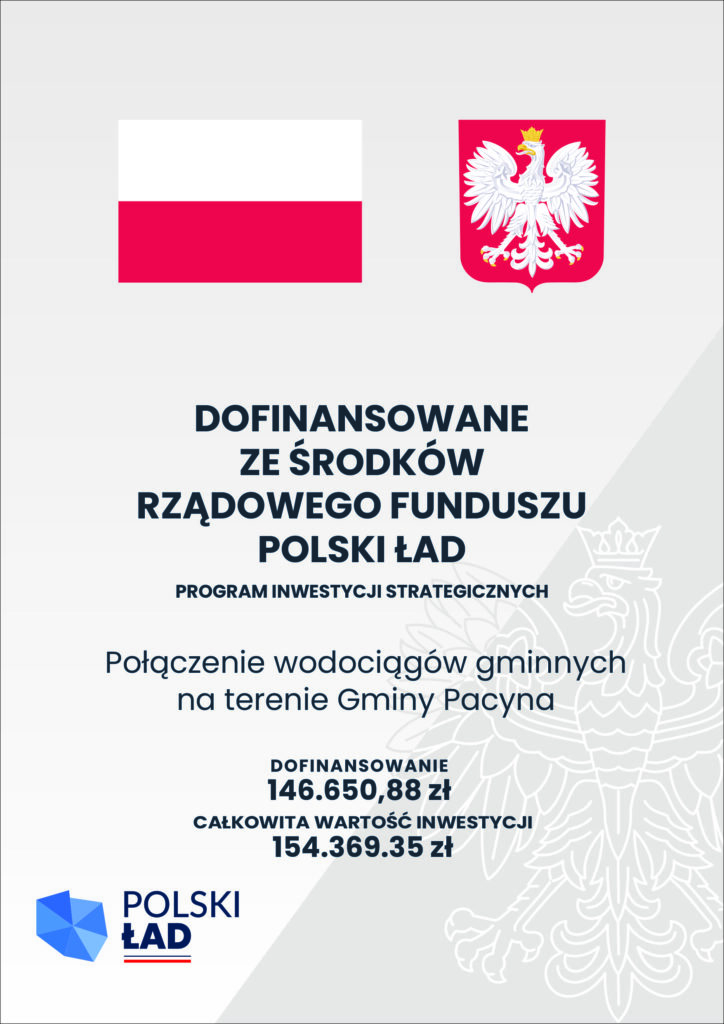 Plakat informujący o dofinansowaniu połączenia wodociągów gminnych